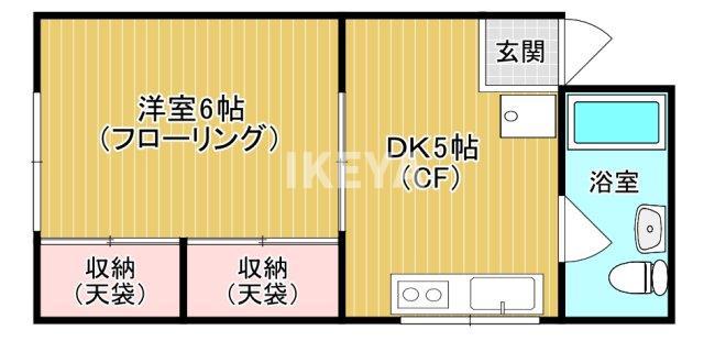 グリーンビル(1DK/2階)の間取り写真