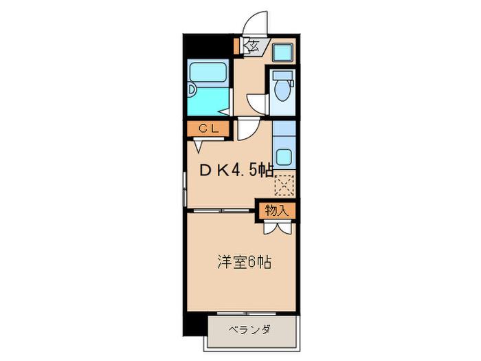 ポラリス姪浜(1DK/4階)の間取り写真