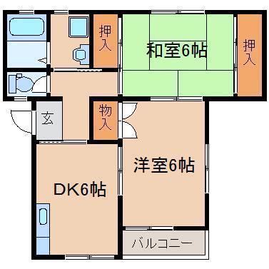 大井ハイツ(2DK/2階)の間取り写真