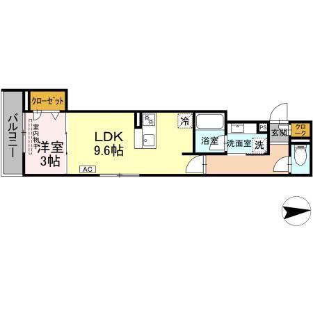 ルヴィータ高道(1LDK/3階)の間取り写真
