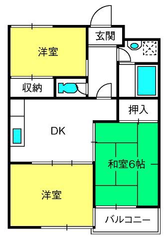 グリーンウッドA(3DK/3階)の間取り写真
