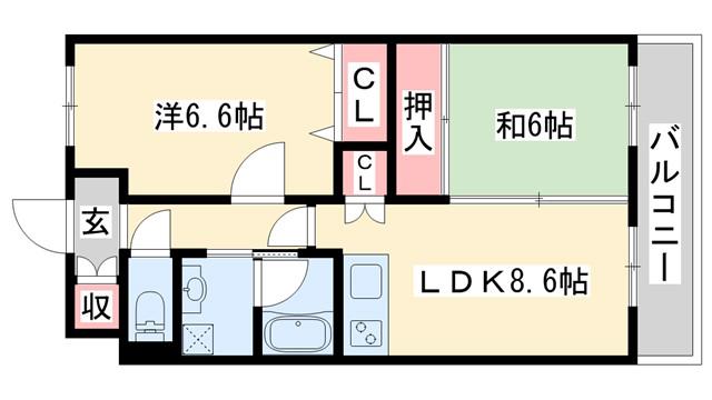 リアライズ加古川I(2LDK/5階)の間取り写真