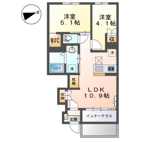 カサブランカIII(2LDK/1階)の間取り写真