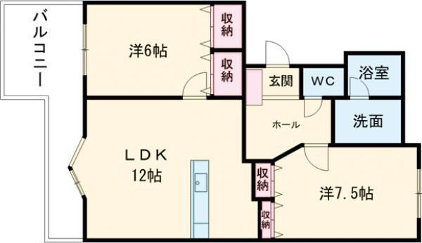レイブリック東水町(2LDK/2階)の間取り写真