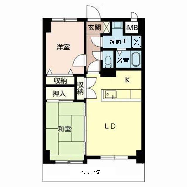シャルム皇子山アネックス(2LDK/4階)の間取り写真