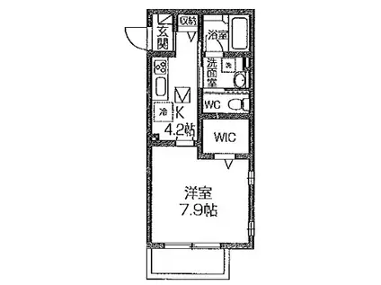 エスポワール(1K/1階)の間取り写真