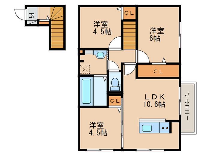 パークハイツ(3LDK/2階)の間取り写真