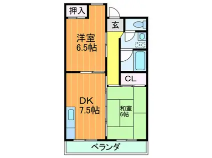 エクセルハイツ(2DK/4階)の間取り写真
