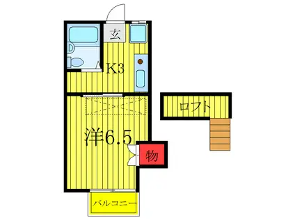 フラットR(1K/2階)の間取り写真