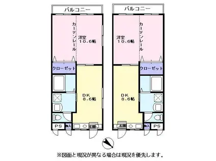 シャトル弐番館(1DK/4階)の間取り写真