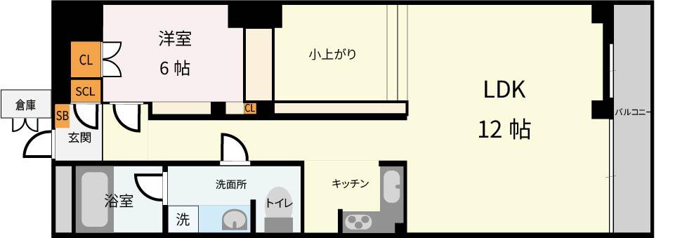 ジーニス大阪ウエスト(1LDK/22階)の間取り写真