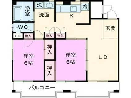 沖ノ内レジデンス(2LDK/2階)の間取り写真