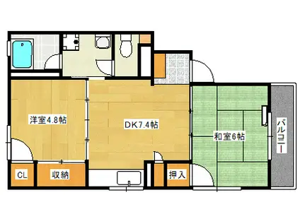 セシカ皆実(2DK/3階)の間取り写真