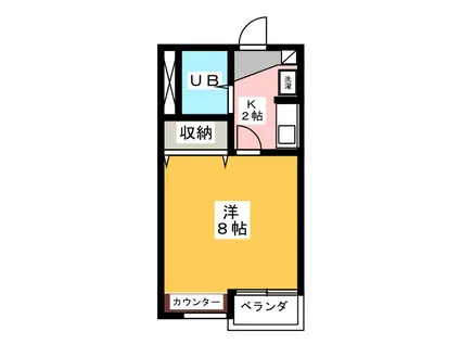 アルパイン市ヶ尾(1K/2階)の間取り写真