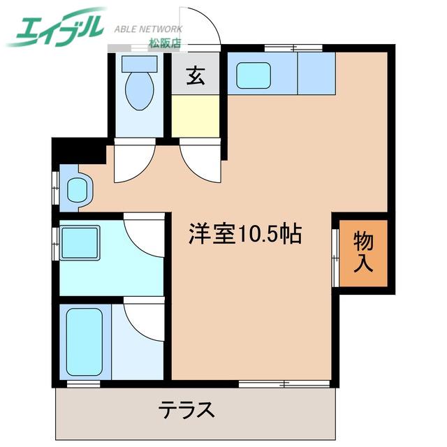 上村様共同(ワンルーム/1階)の間取り写真