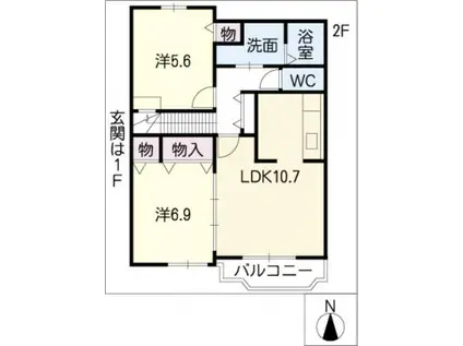 グリーンパーク野田(2LDK/2階)の間取り写真
