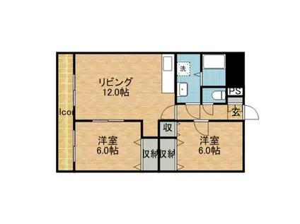 サンパークマンションI(2LDK/2階)の間取り写真