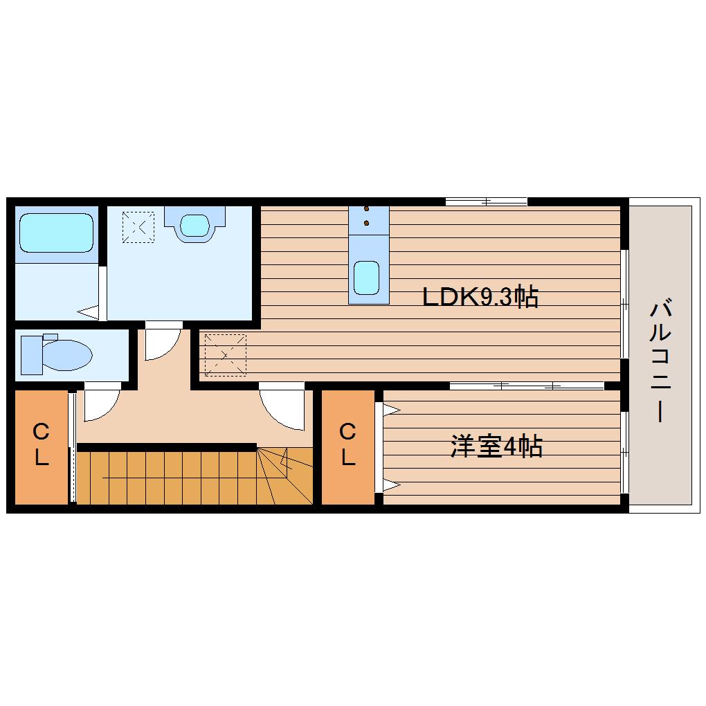 D-ROOM八乙女中央E棟(1LDK/2階)の間取り写真