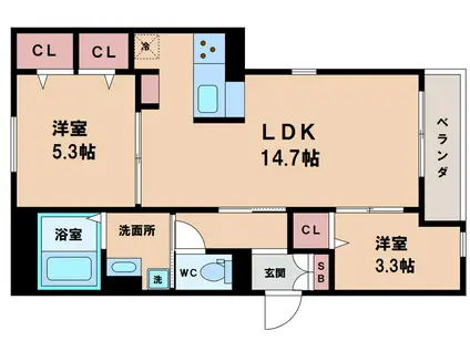 クラシスト杭全(2LDK/1階)の間取り写真