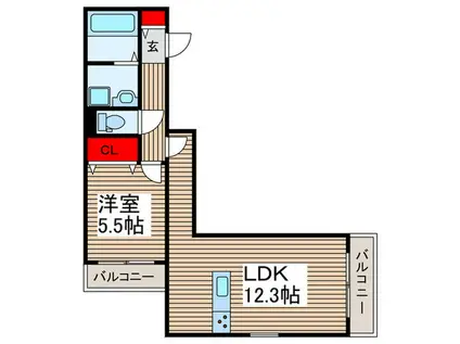 カントリーマム邦菊(1LDK/2階)の間取り写真