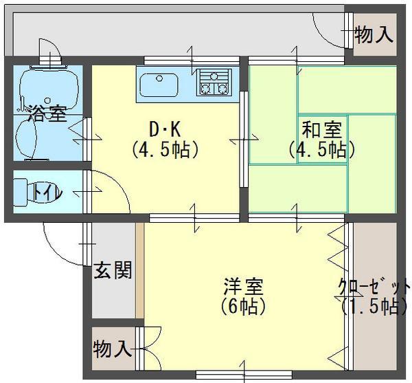 長岡マンション(2DK/3階)の間取り写真