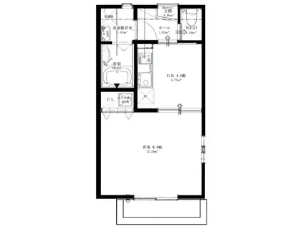 ライトハウス榎下(1DK/1階)の間取り写真