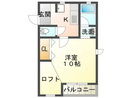 ヤングプラザM A(1K/1階)の間取り写真