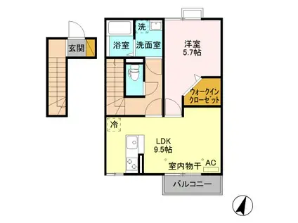 フェリーチェMARUYAMA(1LDK/2階)の間取り写真