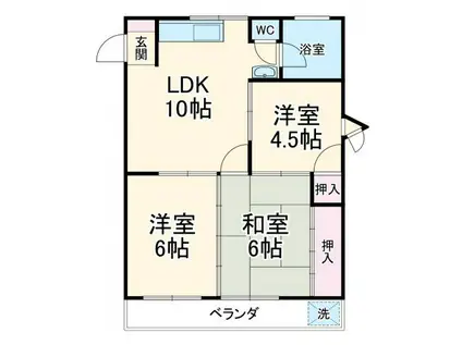 城西ハイツ(3LDK/2階)の間取り写真