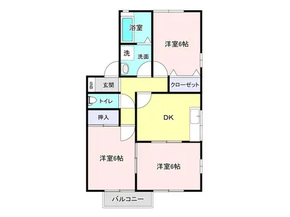 ニューキャピタルVI番館(3DK/2階)の間取り写真