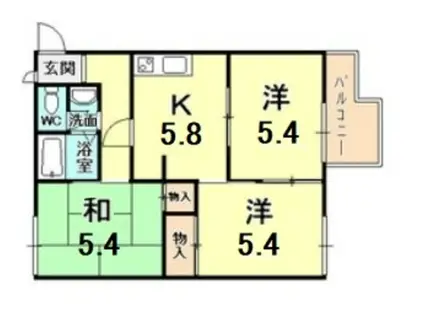 タウニイ御影2(3K/2階)の間取り写真