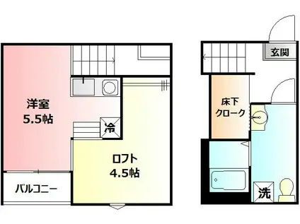 リアルト(1K/1階)の間取り写真