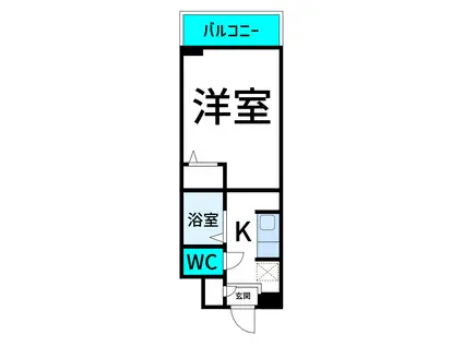 ヒルズかすみ(1K/4階)の間取り写真