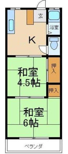 掃部マンション(2K/3階)の間取り写真