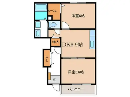 サニーグレイス IV(2DK/1階)の間取り写真