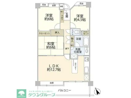 ルイシャトレ多摩センター二番館(3LDK/1階)の間取り写真