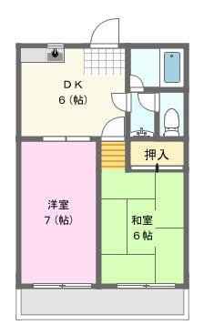 コーポ・リバティ E棟(2DK/3階)の間取り写真