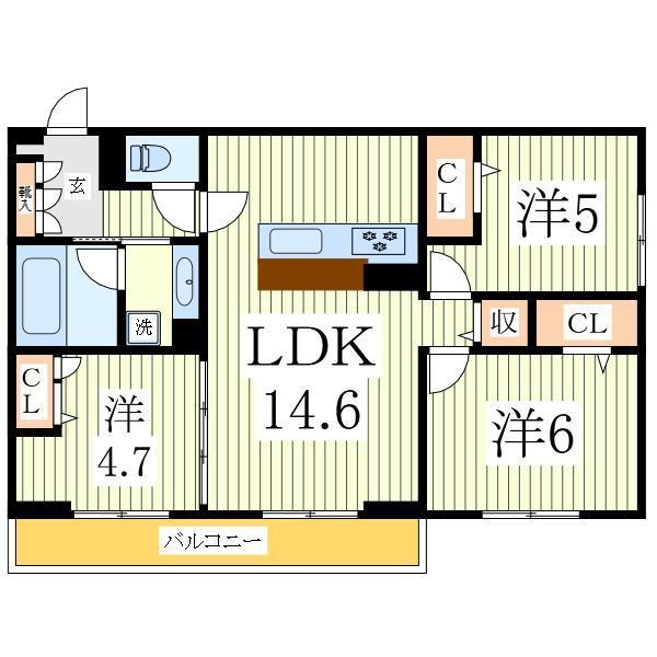 フローレンス・ガーデン(3LDK/3階)の間取り写真
