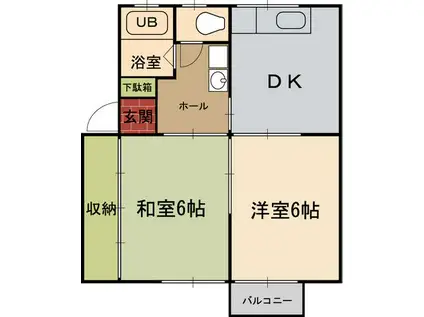 メゾンリベルテ(2DK/2階)の間取り写真