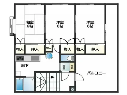 出羽ビル(3K/4階)の間取り写真