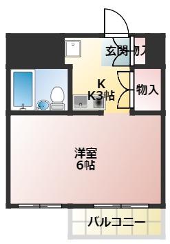 アヴァンティーノ(1K/5階)の間取り写真