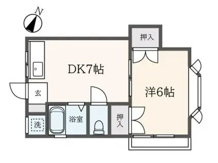 コーポ豊川(1DK/2階)の間取り写真