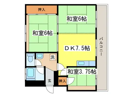 カーサグランデ(3DK/2階)の間取り写真