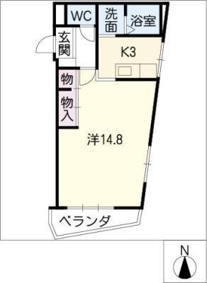 ワラヤビル(ワンルーム/2階)の間取り写真