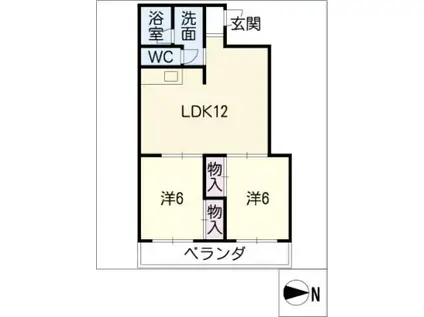 三宝ビル(2LDK/2階)の間取り写真