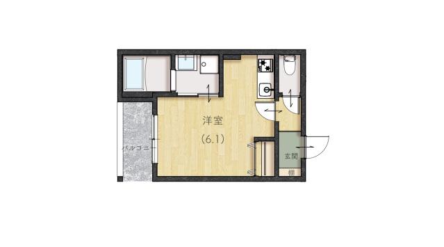 REVE宇品西(1K/1階)の間取り写真