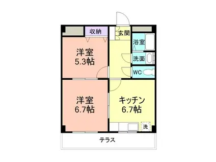 エクセルコート(2DK/1階)の間取り写真