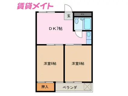 CASAESTRELLA(2DK/4階)の間取り写真