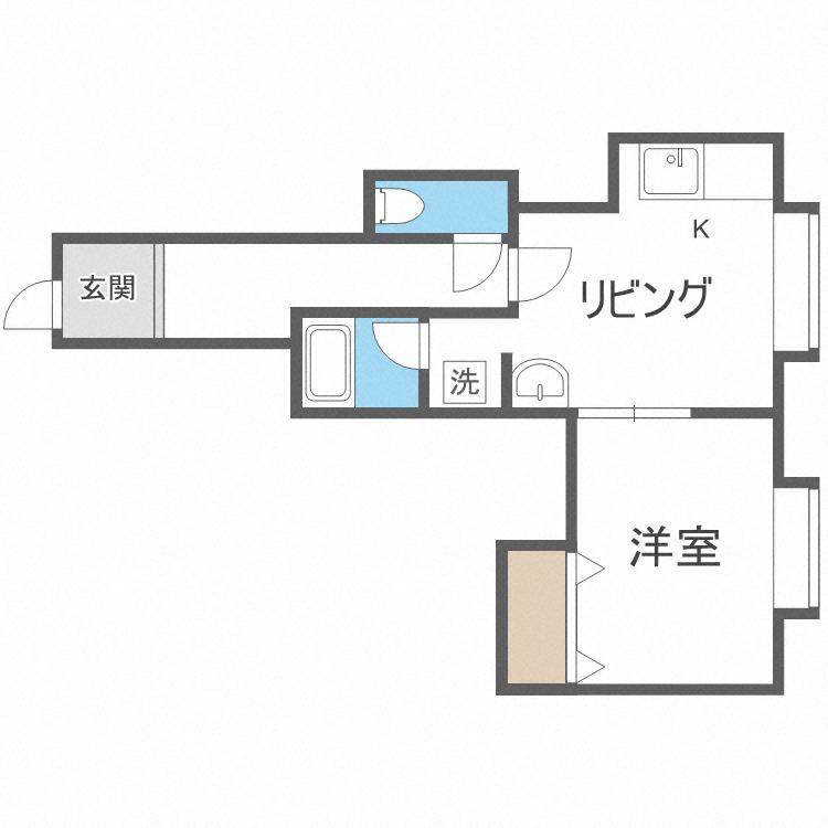 カーサ北野(1DK/2階)の間取り写真