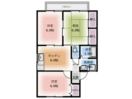セジュールA&Y(3DK/2階)の間取り写真